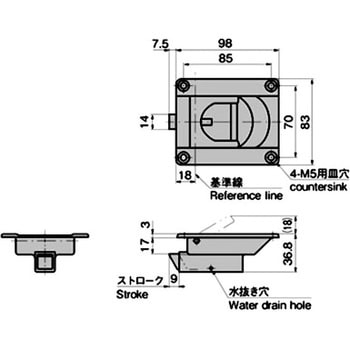ラッチ式 平面ハンドル TAKIGEN(タキゲン)
