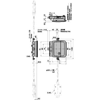 A-1151R-A-1-1 ラッチ式平面ハンドル(三方締) 1個 タキゲン(TAKIGEN