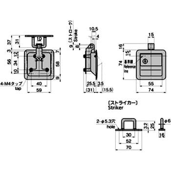 ステンレス ラッチ式平面ハンドル