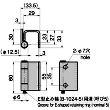 重量用裏蝶番(L=55、軸Φ6) TAKIGEN(タキゲン)