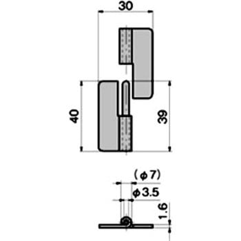 抜差蝶番(L40×W30×t1.6) - TAKIGEN(タキゲン)