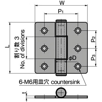 ステンレス重量用平型蝶番(L100×W100×t4) TAKIGEN(タキゲン)