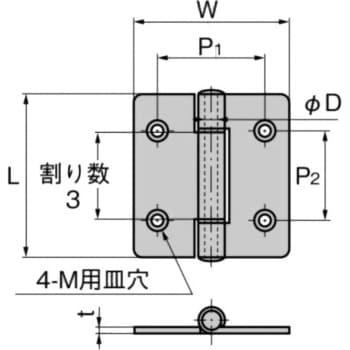 B-1001-4 ステンレス重量用平型蝶番(L75×W70×t3) 1個 タキゲン(TAKIGEN