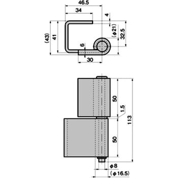 ステンレス 重量用・角型裏蝶番 TAKIGEN(タキゲン)