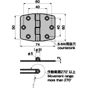 ステンレス マリンヒンジ(穴アキ) TAKIGEN(タキゲン)