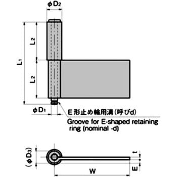 ステンレス 2管型加工蝶番(L85×W60×t3) TAKIGEN(タキゲン)