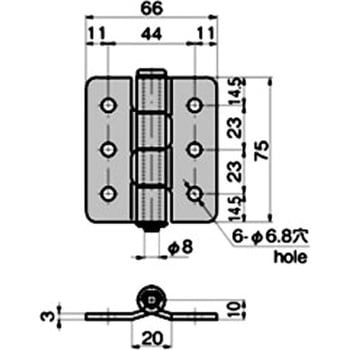 ステンレス 折戸用ヒンジ(L75×W66×t3) TAKIGEN(タキゲン)