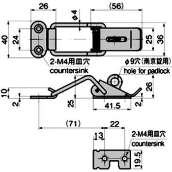 ステンレス 鍵穴付首長パチン錠 TAKIGEN(タキゲン)