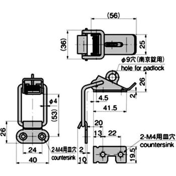 ステンレス 鍵穴付首長パチン錠 TAKIGEN(タキゲン)