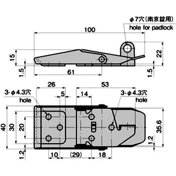 ステンレス 大型パチン錠 TAKIGEN(タキゲン)