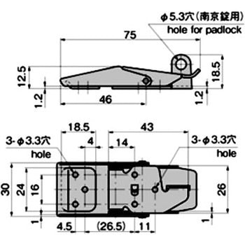 ステンレス 大型パチン錠 TAKIGEN(タキゲン)