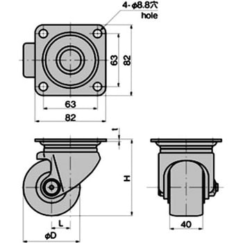 低床式重荷重用自在キャスター TAKIGEN(タキゲン)