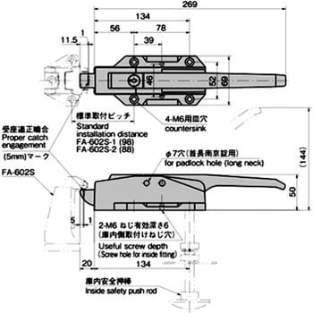 FA-602(#0350) 密閉用セフティハンドル TAKIGEN(タキゲン) 鍵350