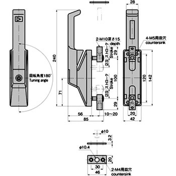 ロックハンドル(2ポイント) TAKIGEN(タキゲン)