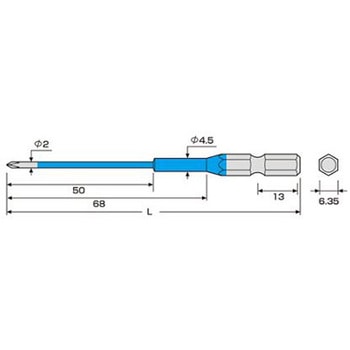 #00x100mm [極小ネジ用]カラービット 2本組 エスコ