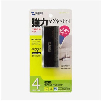[4ポート] USB2.0ハブ 強力マグネット付/バスパワー エスコ