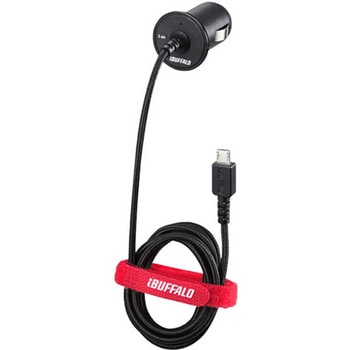 2.4A シガーソケット用USB急速充電器 microUSB急速ケーブル一体型タイプ 1m ブラック BUFFALO(バッファロー)