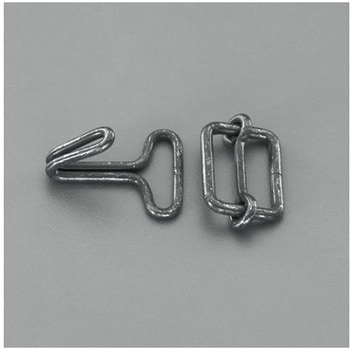 20mm 平ゴムロープ金具セット[10組/黒] エスコ
