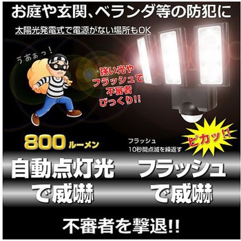 3灯 LEDセンサーライト ソーラー充電式 エスコ