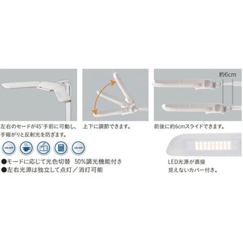 ツインライト クランプ式 セード可動 左右独立点灯 調色3モード コイズミファニテック
