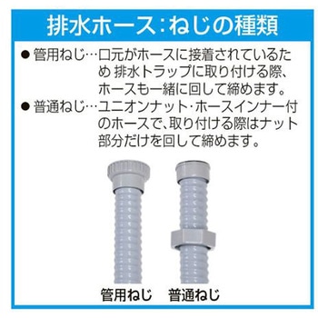 G1.1/2"x0.8m [ねじ込式]流し台用排水ホース エスコ