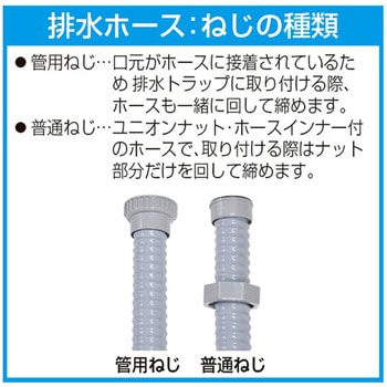 G1.1/2"x0.8m [ねじ込式]流し台用排水ホース エスコ