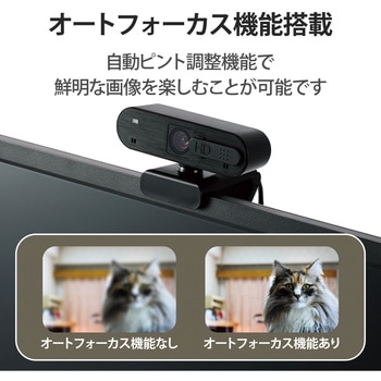 WEBカメラ マイク内蔵 オートフォーカス カバー 付き Full HD  ブラック 200万画素 エレコム