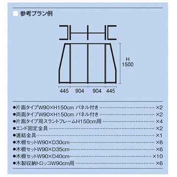 SF中央両面タイプ2連結+SF中央片面タイプ ラスティック柄パネル・木棚・収納トロッコ付きセット ストア・エキスプレス
