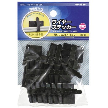 ワイヤーステッカー 25×15mm スチールタイプ 粘着式 オーム電機