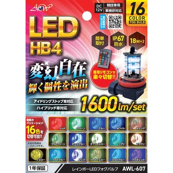 レインボーLEDフォグバルブHB4 アセントワールド