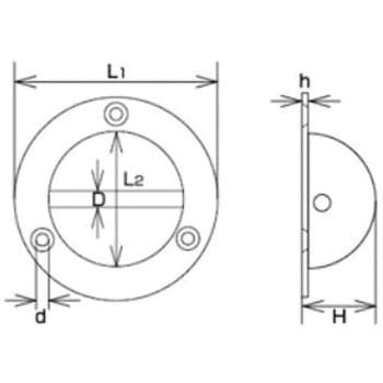 Φ88x 33mm 埋込みフック 丸形/ステンレス製 エスコ