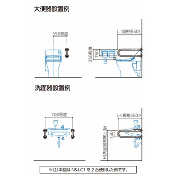 洗面器・大便器用手すり 愛の手 NS-LC1 ナカ工業