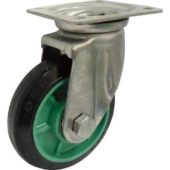 ステンレス製キャスター樹脂ホイルゴム車輪付 ベアリング入 自在金具付 ヨドノ