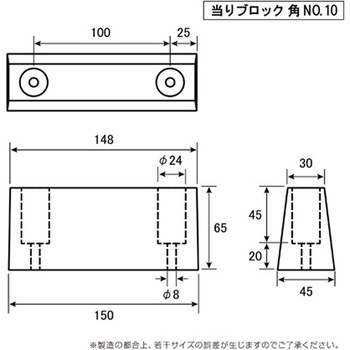 当りブロック 角 65×45×150mm オーサカゴム