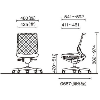 フルーエント 肘なし 背メッシュ ローバック ブラックボディ ハンガー無 ランバー無 ナイロンキャスター オカムラ(岡村製作所)