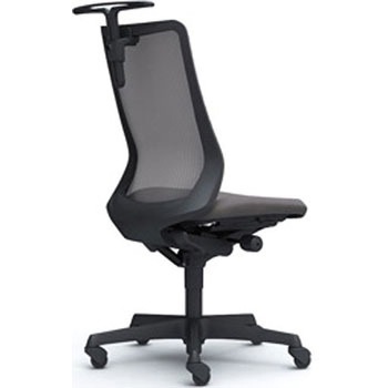 フルーエント 肘なし 背メッシュ ハイバック  ブラックボディ ハンガー付 ランバー無 ゴムキャスター オカムラ(岡村製作所)