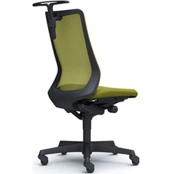 フルーエント 肘なし 背メッシュ ハイバック  ブラックボディ ハンガー付 ランバー無 ゴムキャスター オカムラ(岡村製作所)