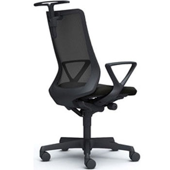 フルーエント 固定肘 背メッシュ ハイバック  ブラックボディ ハンガー付 ランバー無 ナイロンキャスター オカムラ(岡村製作所)