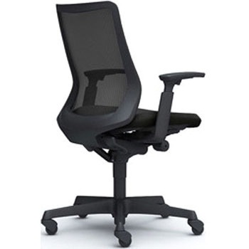 フルーエント 可動肘 背メッシュ ローバック ブラックボディ ハンガー無 ランバー無 ゴムキャスター オカムラ(岡村製作所)