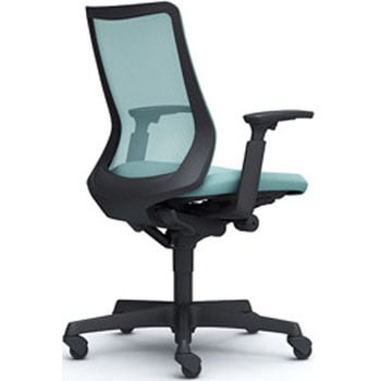 フルーエント 可動肘 背メッシュ ローバック ブラックボディ ハンガー無 ランバー無 ゴムキャスター オカムラ(岡村製作所)