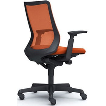 フルーエント 可動肘 背メッシュ ローバック ブラックボディ ハンガー無 ランバー無 ゴムキャスター オカムラ(岡村製作所)