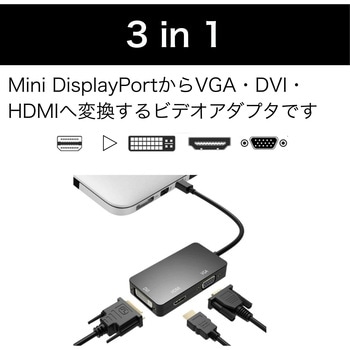 Mini DisplayPort ハブ (DVI / HDMI / VGA 変換アダプタ) - MCY TOOL