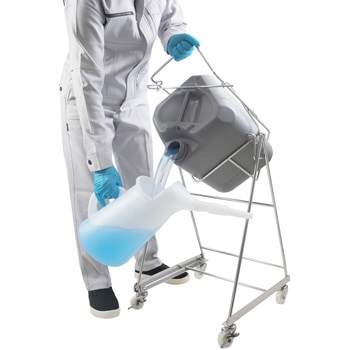 ステンレス缶スタンド 角型ポリ缶用(20L) SKC-13キャスター付 液体注入補助具 エム・あい