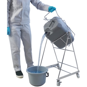 ステンレス缶スタンド 角型ポリ缶用(20L) SKC-13キャスター付 液体注入補助具 エム・あい