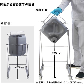 ステンレス缶スタンド 角型ポリ缶用(20L) SKC-13キャスター付 液体注入補助具 エム・あい