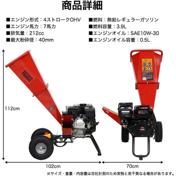 エンジン式粉砕機 粉砕径40mm ウッドチッパー SIS