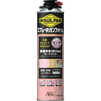 簡易型発泡ウレタンフォーム 1液ガンタイプ インサルパック スプレーRガンフォーム 780mL フォーム色：ピンク ABC商会