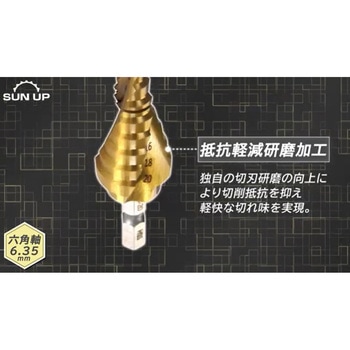 真速スパイラルステップドリル(タケノコドリル) 鉄工用9段 - SUN UP
