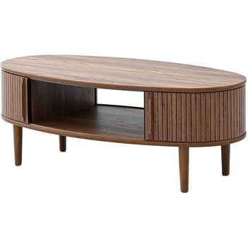 テーブル ローテーブル センターテーブル 楕円 引き戸 蛇腹 YAMAZEN(山善)