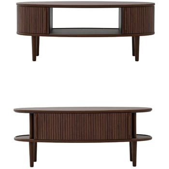 テーブル ローテーブル センターテーブル 楕円 引き戸 蛇腹 YAMAZEN(山善)